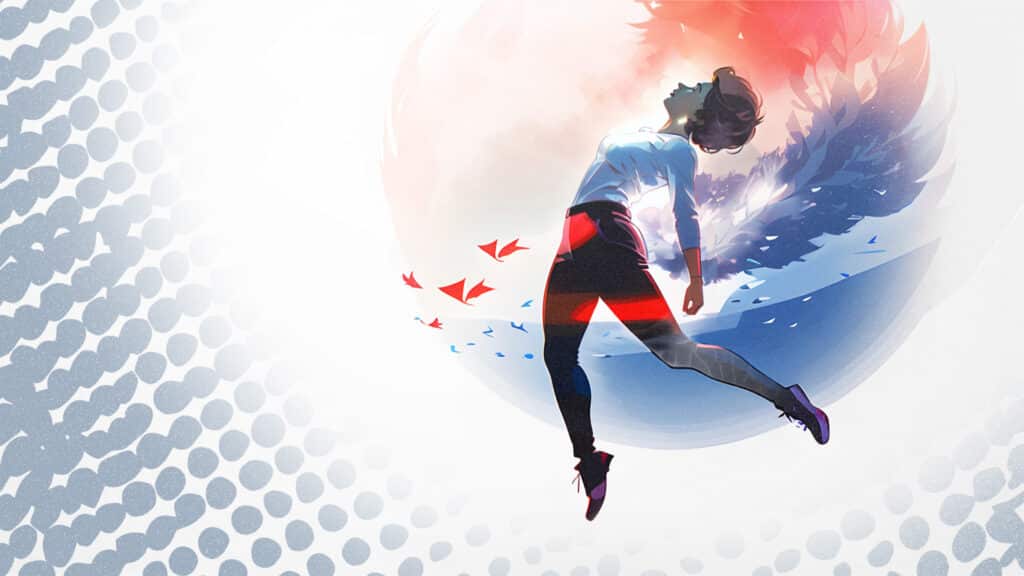 Une femme est en lévitation, comme si elle faisait une sortie de corps ou une décorporation. Illustration de la partie 1 de l’émission : Le voyage astral, du podcast Méta de Choc.